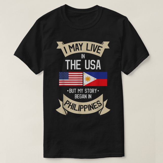 Philippines American Flag USA Filipino Roots Gifts T-Shirt (Design Front)