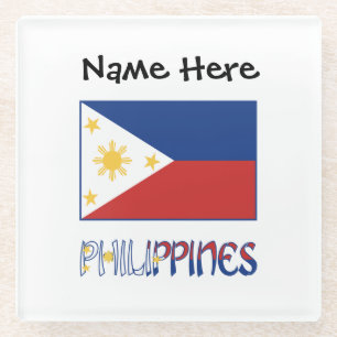 Philippines and Filipino Flag Personalised Glass Coaster