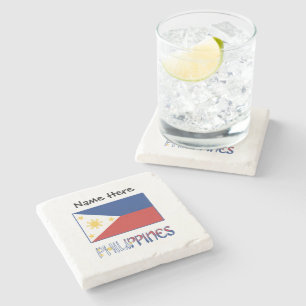 Philippines and Filipino Flag Personalised Stone Coaster