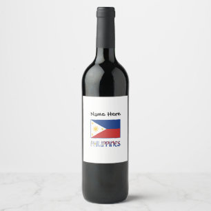 Philippines and Filipino Flag Personalised  Wine Label