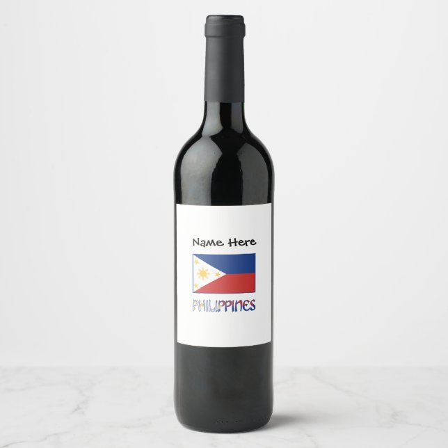 Philippines and Filipino Flag Personalised  Wine Label (Front)