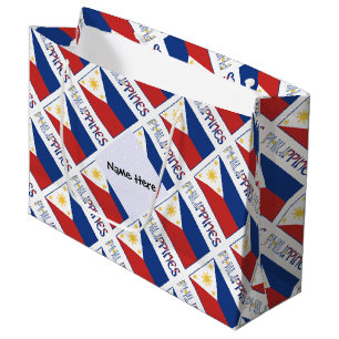 Philippines and Filipino Flag Tiled Personalised Large Gift Bag