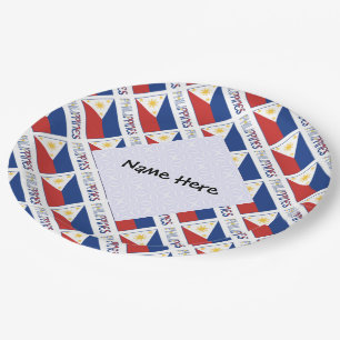 Philippines and Filipino Flag Tiled Personalised  Paper Plate