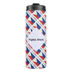 Philippines and Filipino Flag Tiled Personalised  Thermal Tumbler