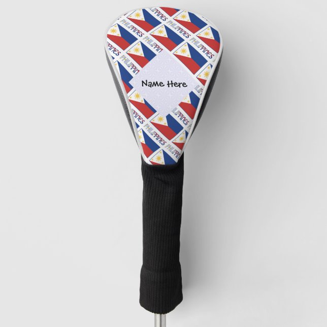 Philippines and Filipino Flag Tiled with Your Name Golf Head Cover (Front)