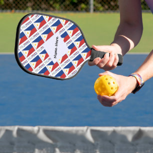 Philippines and Filipino Flag Tiled with Your Name Pickleball Paddle