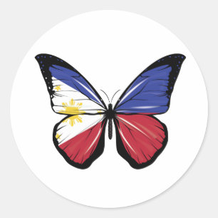 Philippines Butterfly Flag Classic Round Sticker
