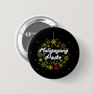 Philippines Christmas Maligayang Pasko Snowflakes 6 Cm Round Badge