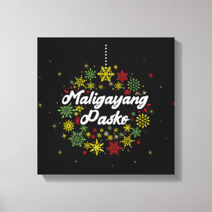 Philippines Christmas Maligayang Pasko Snowflakes Canvas Print