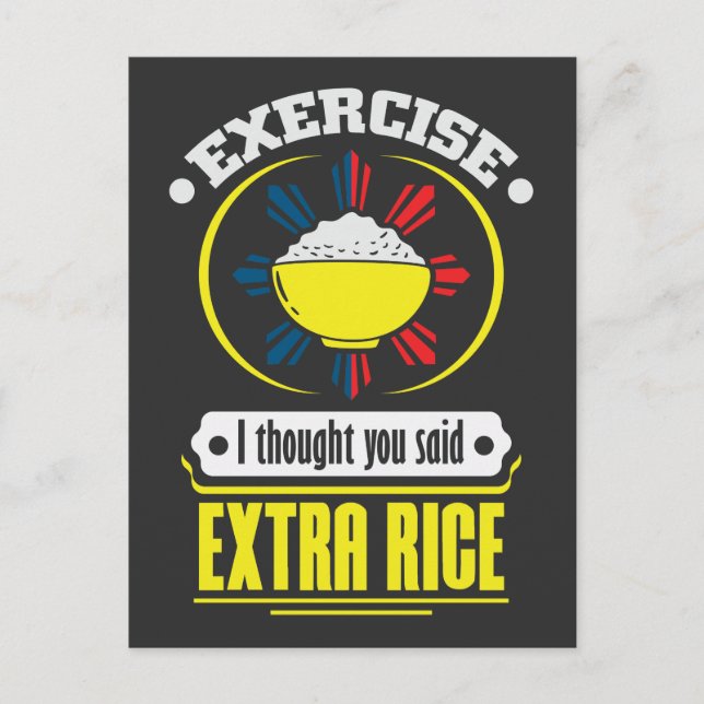 Philippines - Exercise Extra Rice Foodie Pun Postcard (Front)