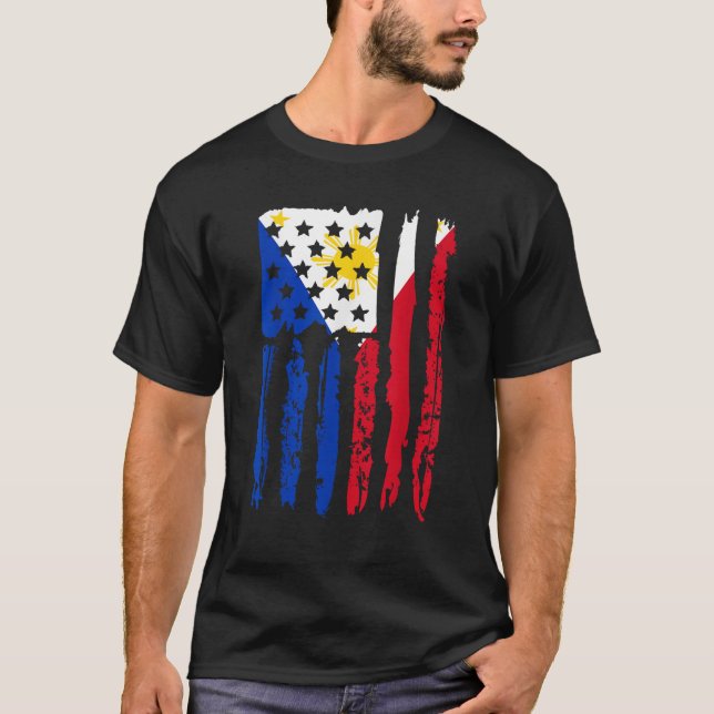 Philippines Filipino Flag American Grown Pinoy USA T-Shirt (Front)