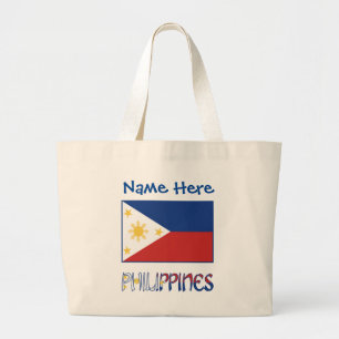 Philippines Filipino Flag Blue Personalisation Large Tote Bag