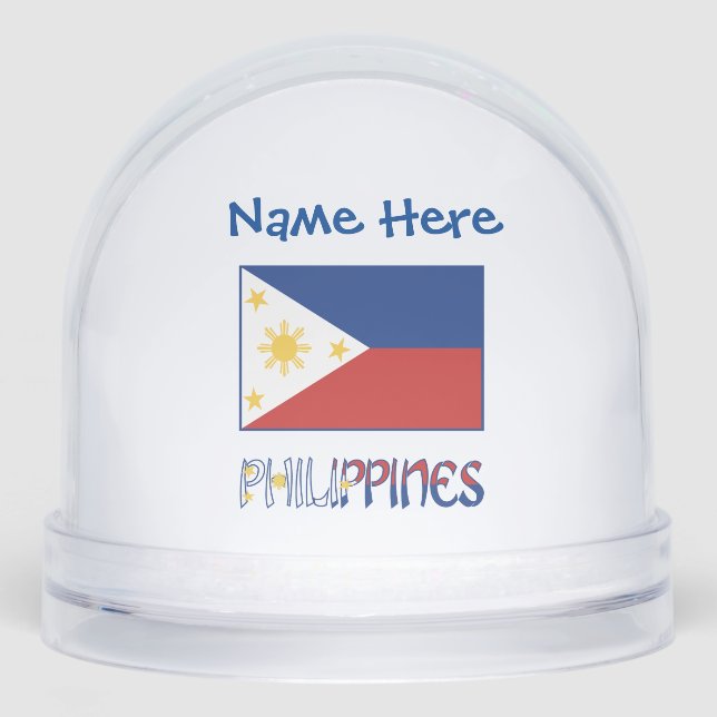 Philippines Filipino Flag Blue Personalised  Snowglobe (Front)
