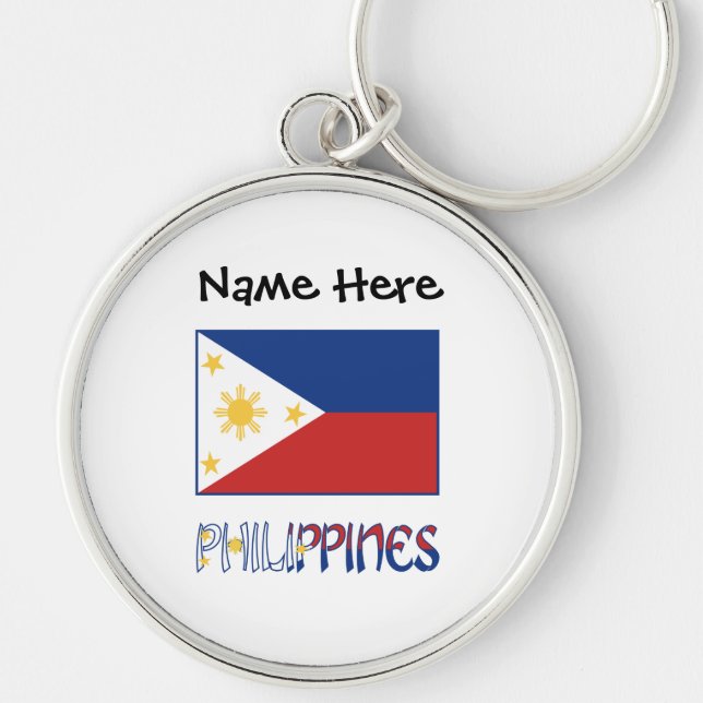 Philippines Filipino Flag Personalised Key Ring (Front)