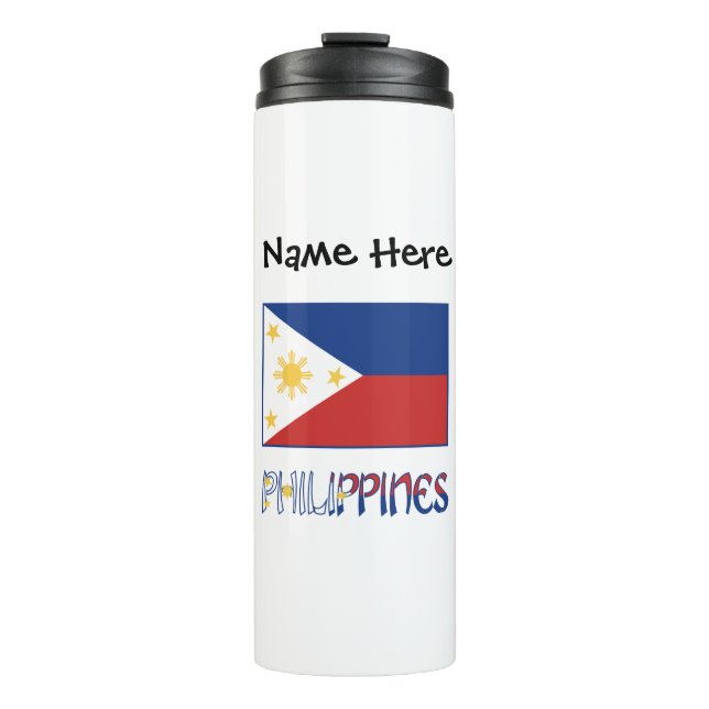 Philippines Filipino Flag Personalised Thermal Tumbler (Front)