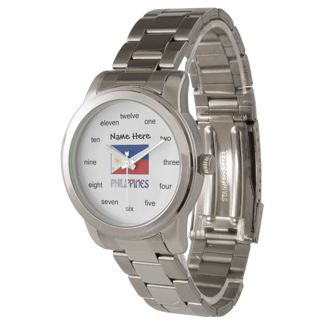 Philippines Filipino Flag Personalised Watch (Angled)