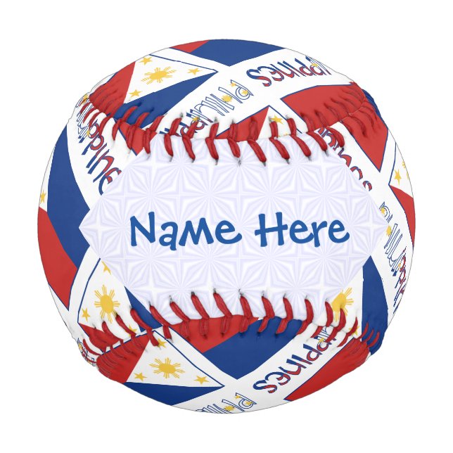 Philippines Filipino Flag Tiled Blue Personalised Baseball (Front)