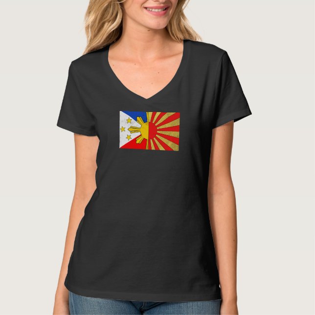 Philippines Filipino Japanese Japan Japino Flag Fr T-Shirt (Front)