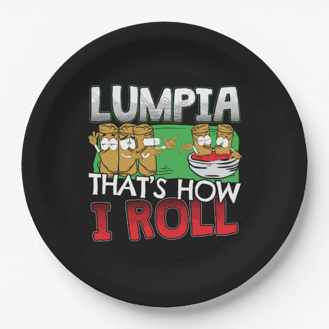 Philippines Filipino Lumpia Food Cartoon Paper Plate (Front)
