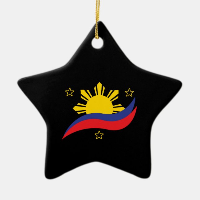 Philippines Filipino Pinoy Flag Ceramic Tree Decoration (Front)