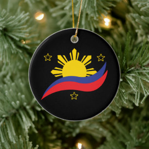 Philippines Filipino Pinoy Flag Ceramic Tree Decoration
