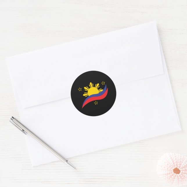 Philippines Filipino Pinoy Flag Classic Round Sticker (Envelope)