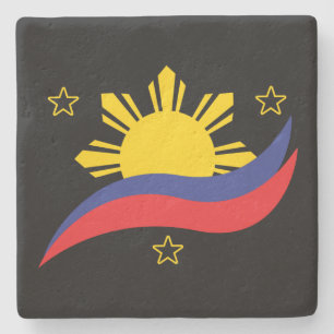 Philippines Filipino Pinoy Flag Stone Coaster