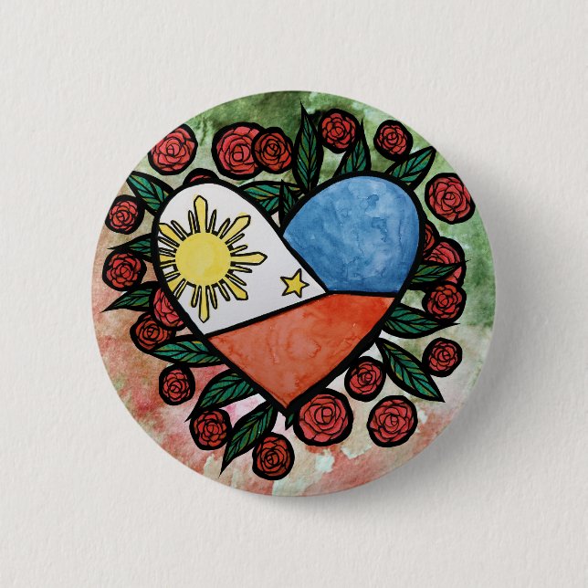 Philippines Flag                                   6 Cm Round Badge (Front)