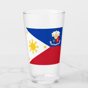 Philippines flag-coat of arms glass