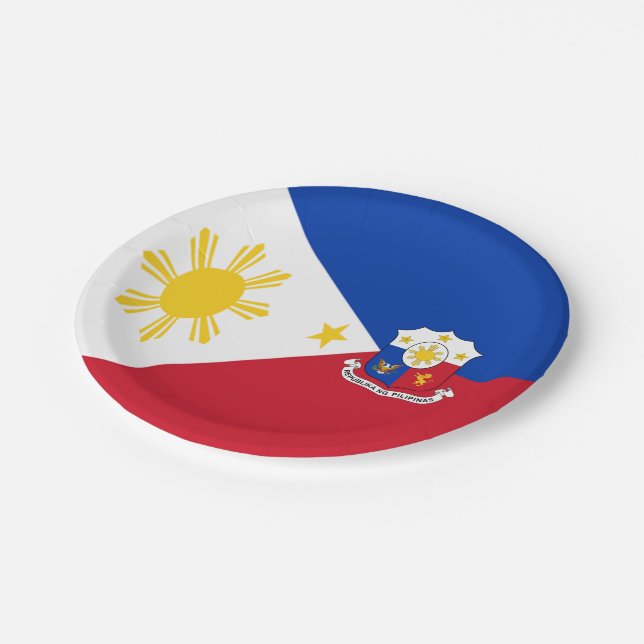 Philippines flag-coat of arms  paper plate (Angled)