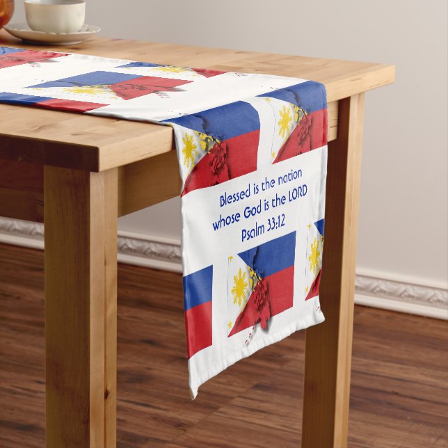 PHILIPPINES Flag Customised Scripture Short Table Runner (In Situ)