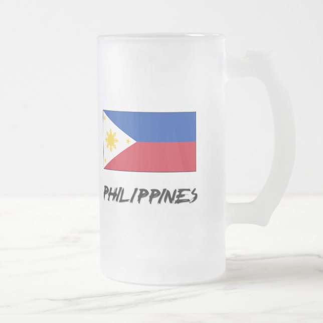 Philippines Flag Frosted Glass Beer Mug (Right)