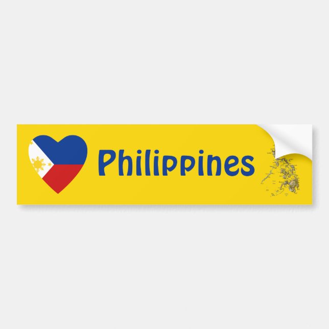 Philippines Flag Heart + Map Bumper Sticker (Front)