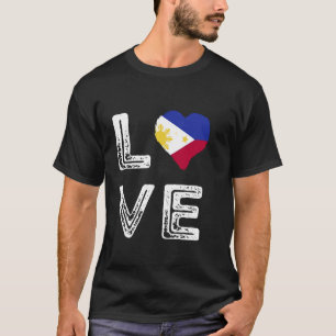 Philippines Flag Love Heart Filipino Roots Heritag T-Shirt