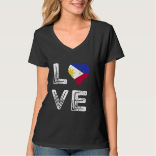 Philippines Flag Love Heart Filipino Roots Heritag T-Shirt
