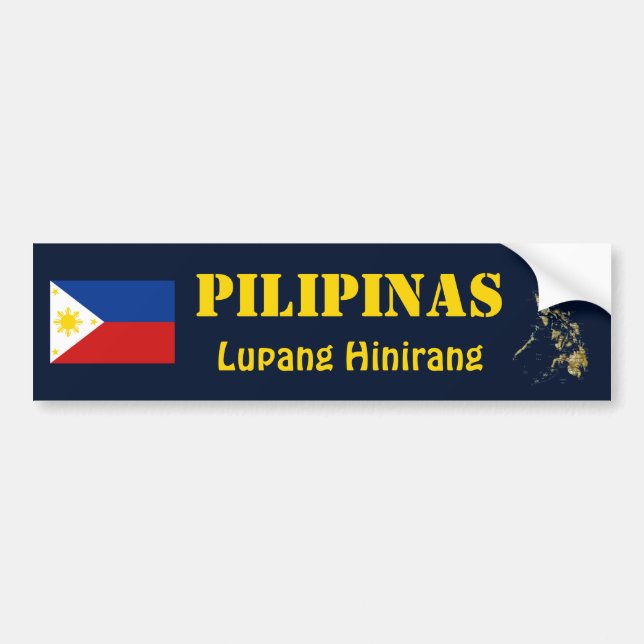 Philippines Flag + Map Bumper Sticker (Front)