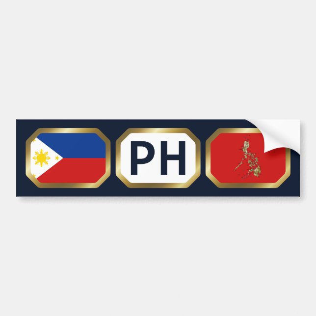 Philippines Flag Map Code Bumper Sticker (Front)