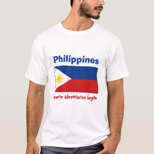 Philippines Flag + Map + Text T-Shirt