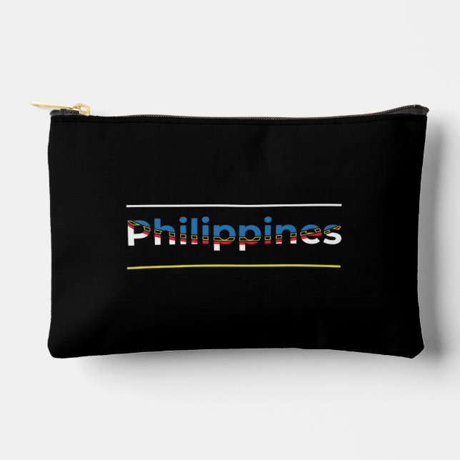 Philippines Flag - Patriotic Cutout Lettering Accessory Pouch (Front)