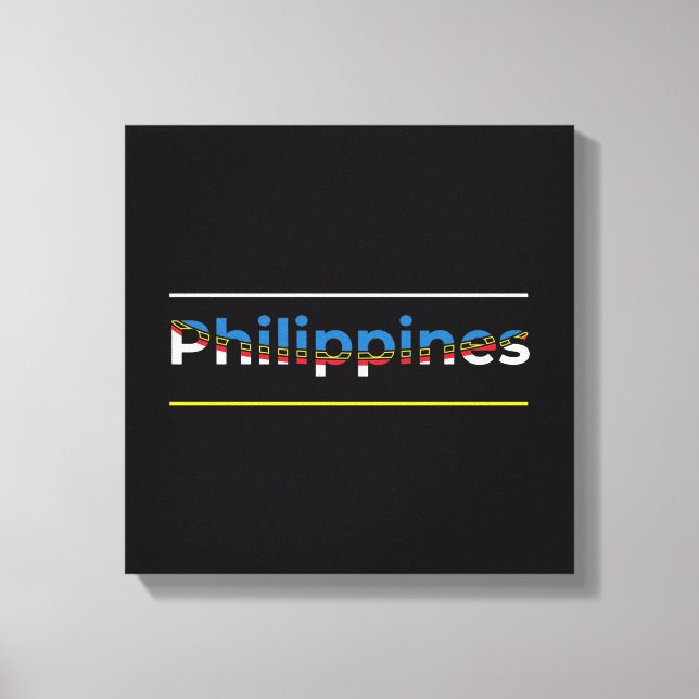Philippines Flag - Patriotic Cutout Lettering Canvas Print (Front)