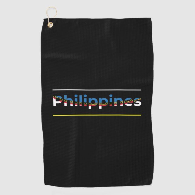 Philippines Flag - Patriotic Cutout Lettering Golf Towel (Front)