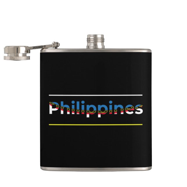 Philippines Flag - Patriotic Cutout Lettering Hip Flask (Opened)