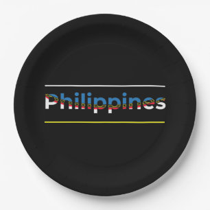 Philippines Flag - Patriotic Cutout Lettering Paper Plate