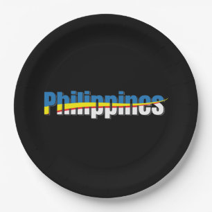 Philippines Flag Pride - Typography Art Paper Plate