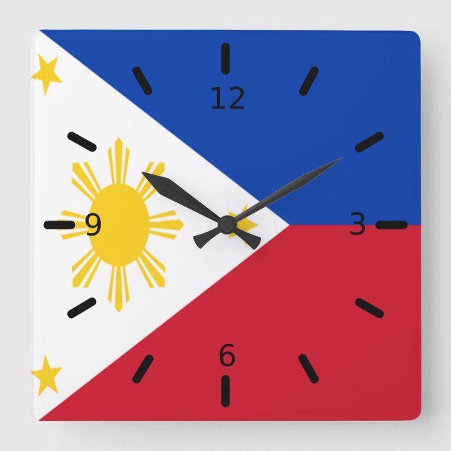 Philippines flag   square wall clock (Front)