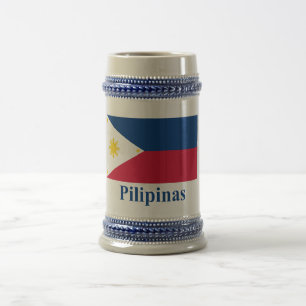Philippines Flag with Name in Filipino Beer Stein