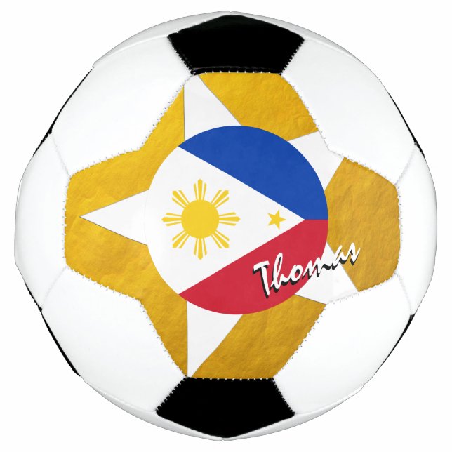 Philippines Football & Gold Philippine Flag Soccer Ball (Front)