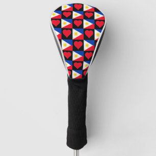Philippines Golf Lover Heart Pattern Filipino Flag Golf Head Cover