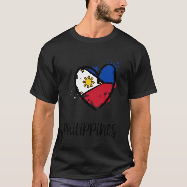 Philippines Heart Artwork Kawaii Asia Minimal Fili T-Shirt (Front)