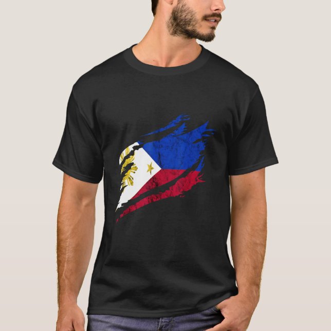 Philippines Heritage Philippine Flag Pilipinas Pin T-Shirt (Front)
